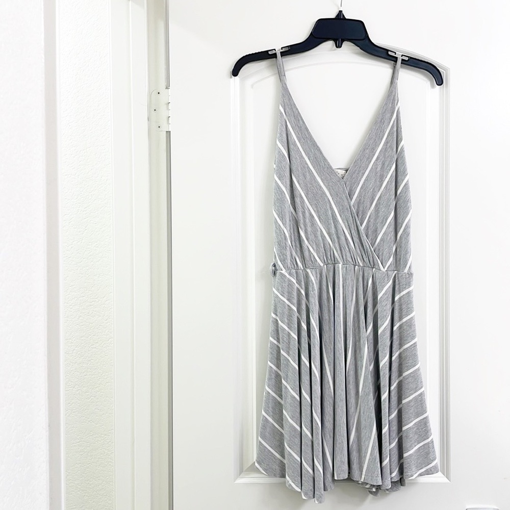 Ocean Drive gray/white striped cami dress